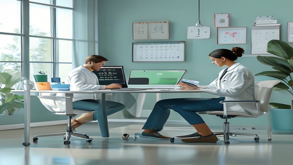 Workspace with laptop and healthcare setup for a convenient mobile blood test